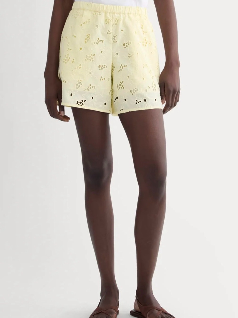 Everlane Eyelet Camp Shirt + Eyelet Pull-On Shorts Set | Light Yellow / XL / NWT - Picture 15 of 16